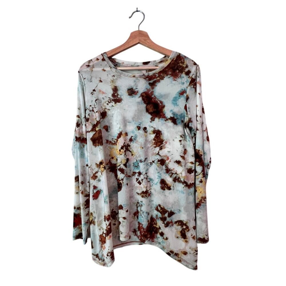 EUC Pebble Tie Die Mesh Layering Long Sleeve LOGO Size Medium Luxury Breathable